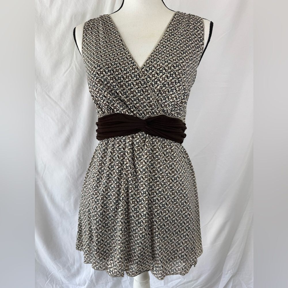 Max Studio Elegant Brown Patterned Empire Waist Top/Blouse - Size M (A074)